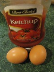 Ketchup & eggs instead of milk.